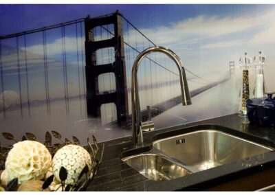 large kitchen back splash