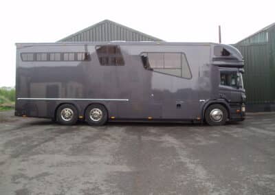 Large grey Scania horsebox